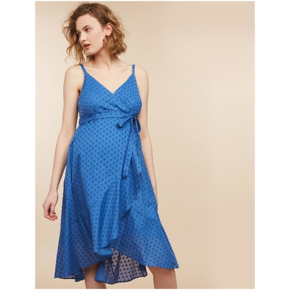Mimi Maternity Dresses & Skirts - New MIMI Blue Flounce Maternity Wrap Dress NWT D9
